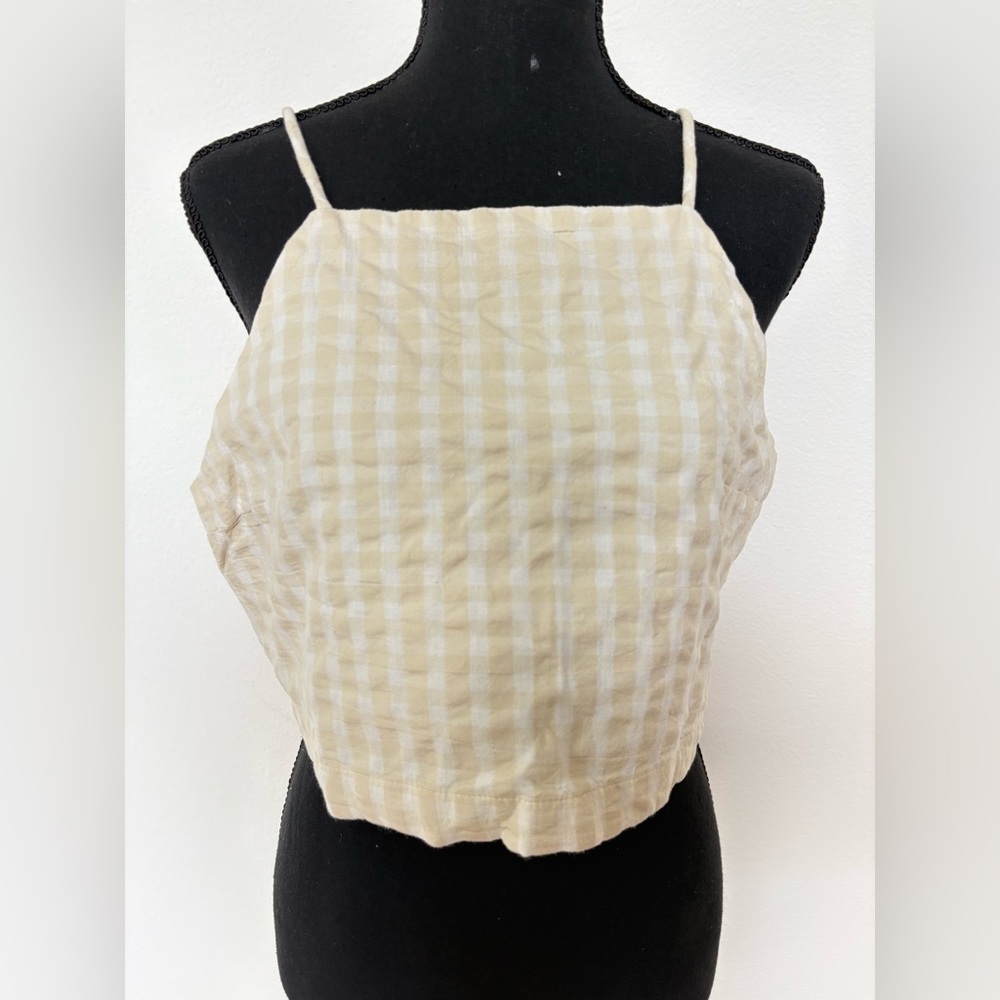 NWOT - Free People Gingham Open Back Cropped Tank - Size L